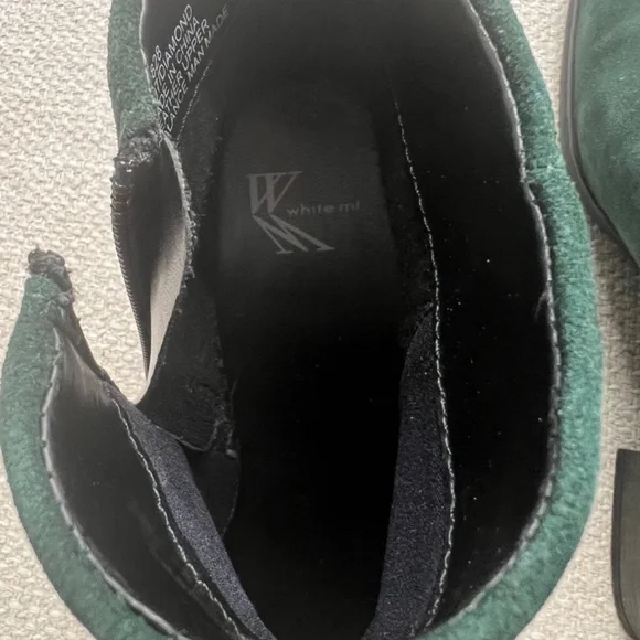 White Mountain Ankle Boots Women 7.5 Green Suede Leather Block Heel Zip Closure - Picture 8 of 11